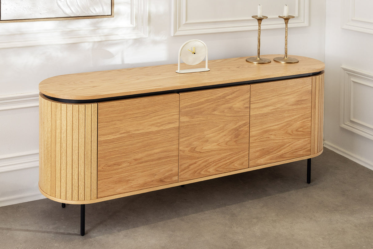 Sideboard ATELIER 160cm in natürlicher Eichenholzoptik mit schwarzen Beinen