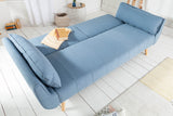 Sofa bed DIVANI 215cm with armrests textured fabric light blue