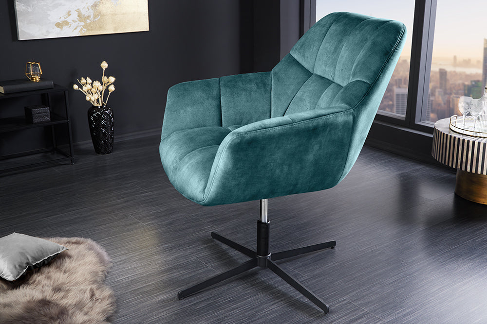 Armchair PAPILLON 83-90cm rotatable 360° velvet teal