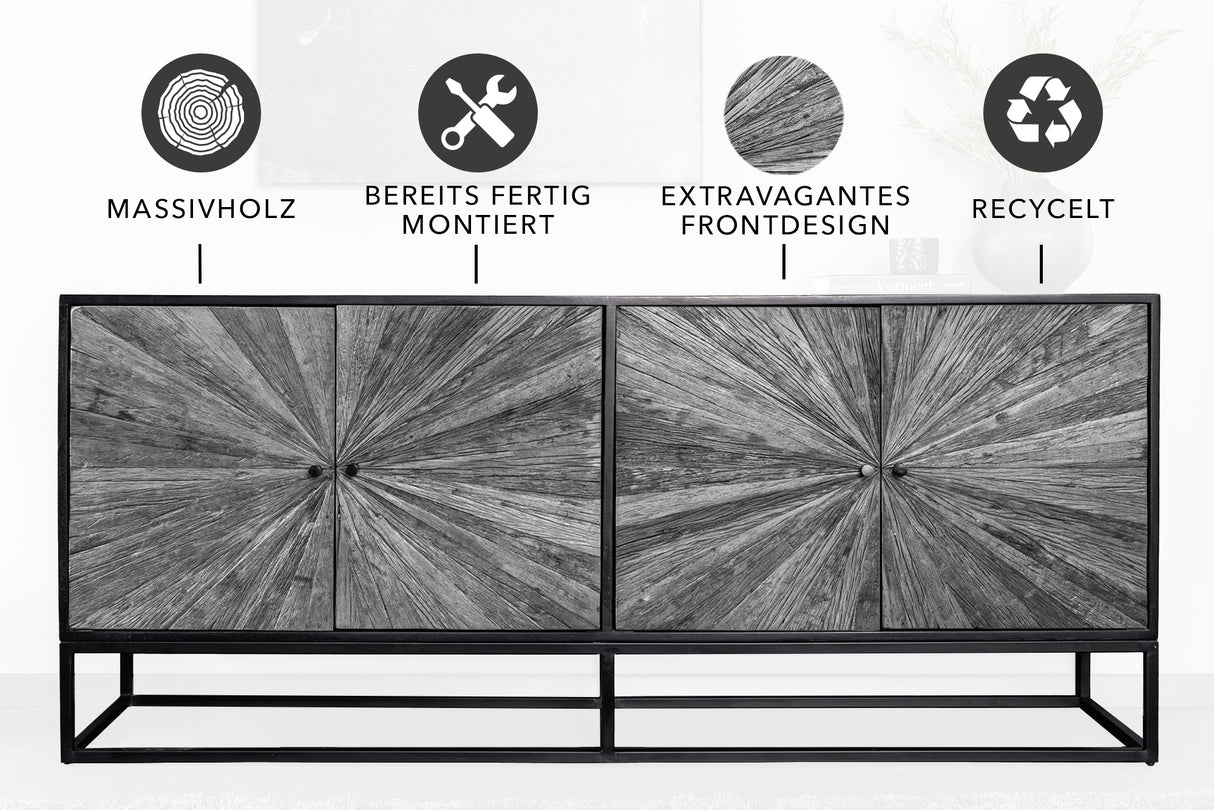 Sideboard BARRACUDA 180cm Mangoholz und graues Teakholz