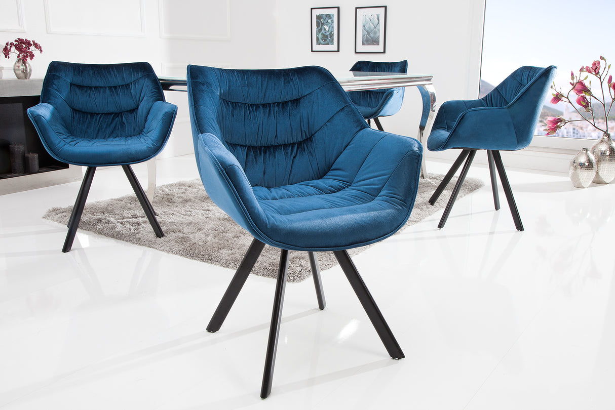 Chair THE DUTCH COMFORT with armrests velvet blue