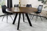 Esstisch IRON CRAFT Ø 120 cm rund, Mangoholz, taupebraun mit schwarzen Beinen