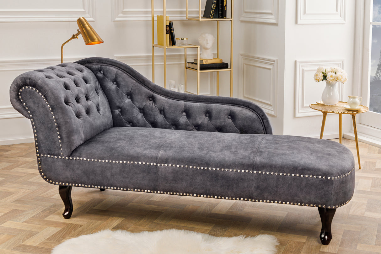 Recamiere CHESTERFIELD 170cm velvet grey