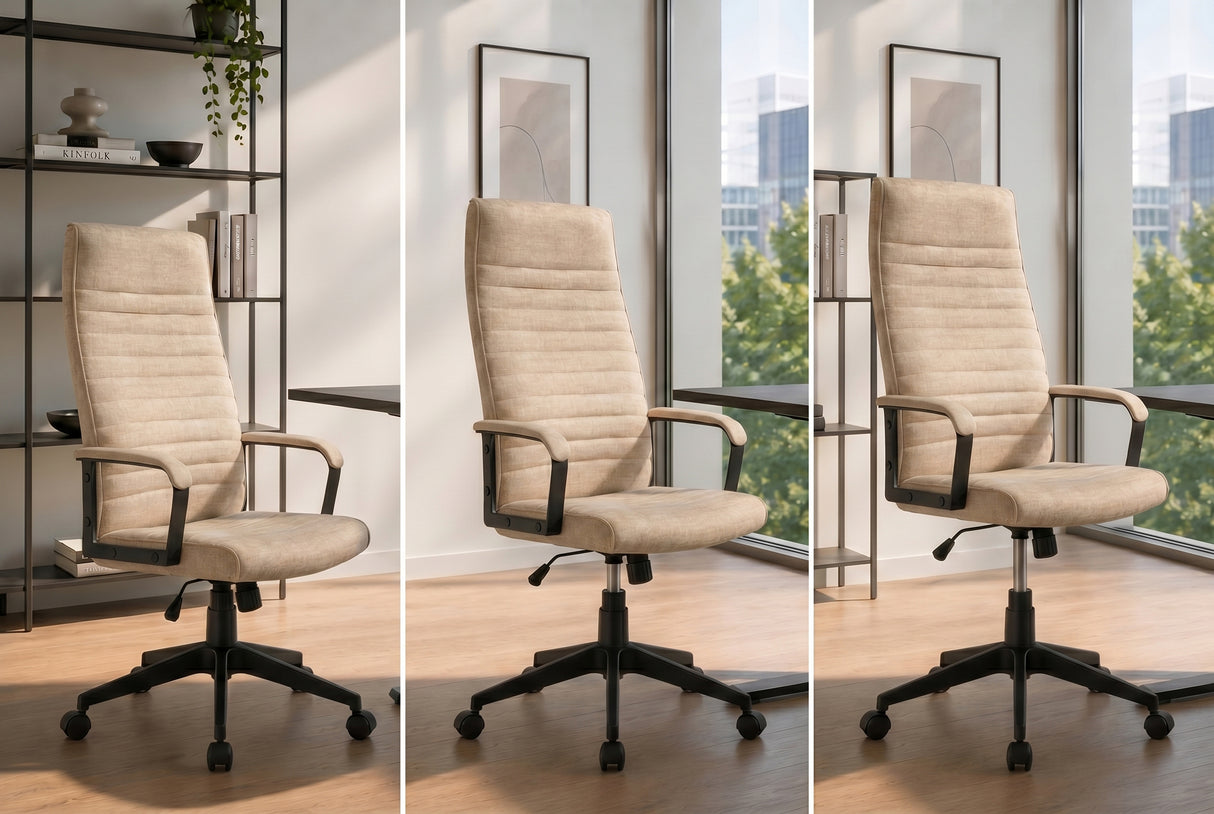 Bürostuhl LAZIO 49-59cm mit Wippfunktion Samt Velours Beige