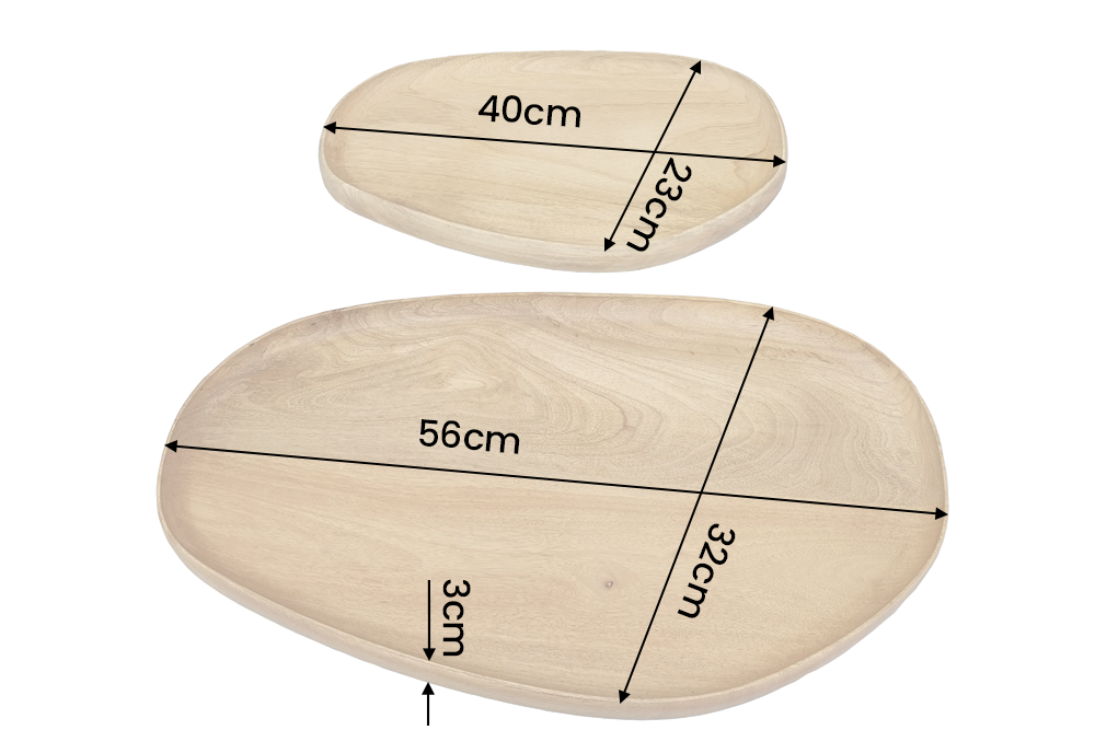 Tablett-Set AMAZONAS 2-tlg. Mangoholz natur cremefarbenes Finish