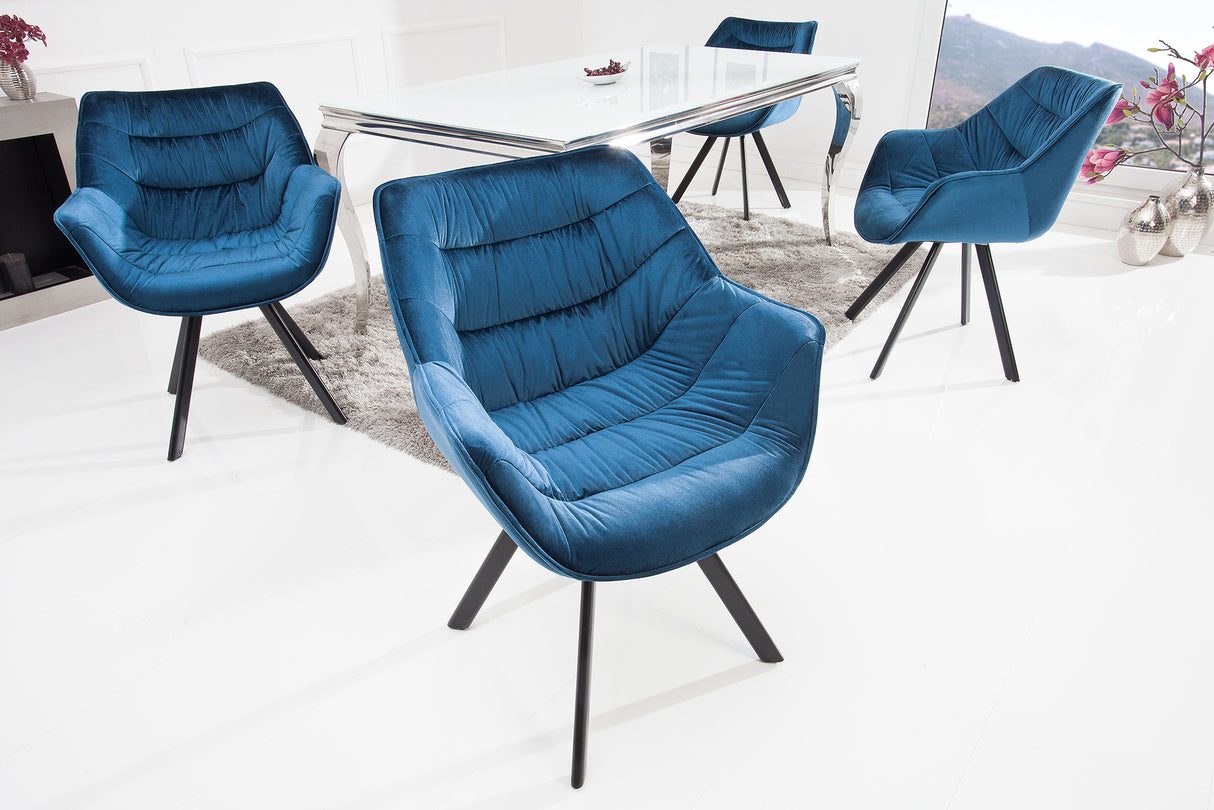 Chair THE DUTCH COMFORT with armrests velvet blue