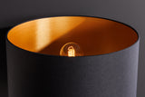 Tischleuchte ZEA 60cm Farbverlauf Seegras natur braun gold mit Lampenschirm grobes Leinen schwarz