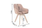 Swivel chair LIVORNO 180° auto-return w/ armrests microfibre vintage brown beech wood frame
