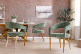 Chair BOUTIQUE green textured fabric w/ champagne golden legs