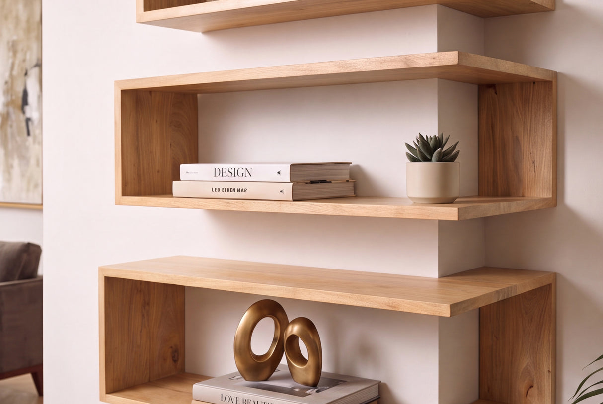 Corner shelf SURREAL 55/60/65cm set of 3 mango wood natural