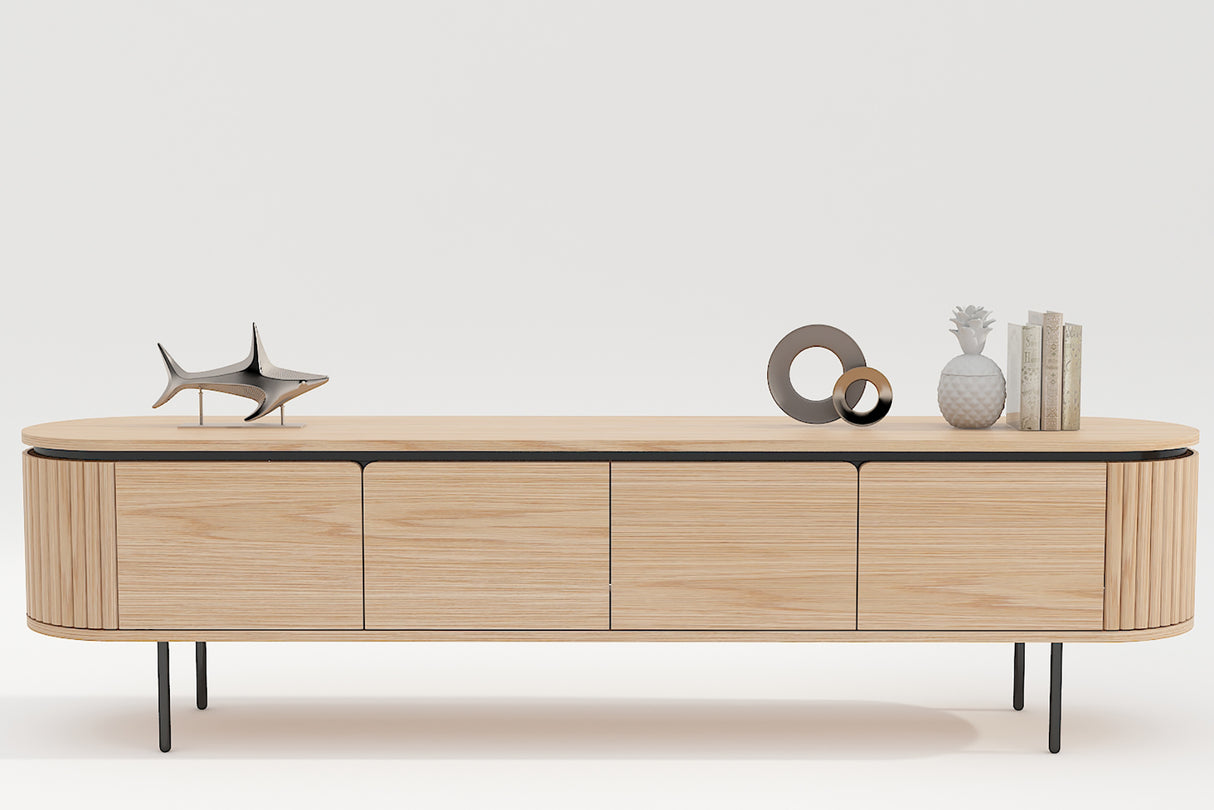 TV-Board ATELIER 200cm natural oak wood look w/ black legs