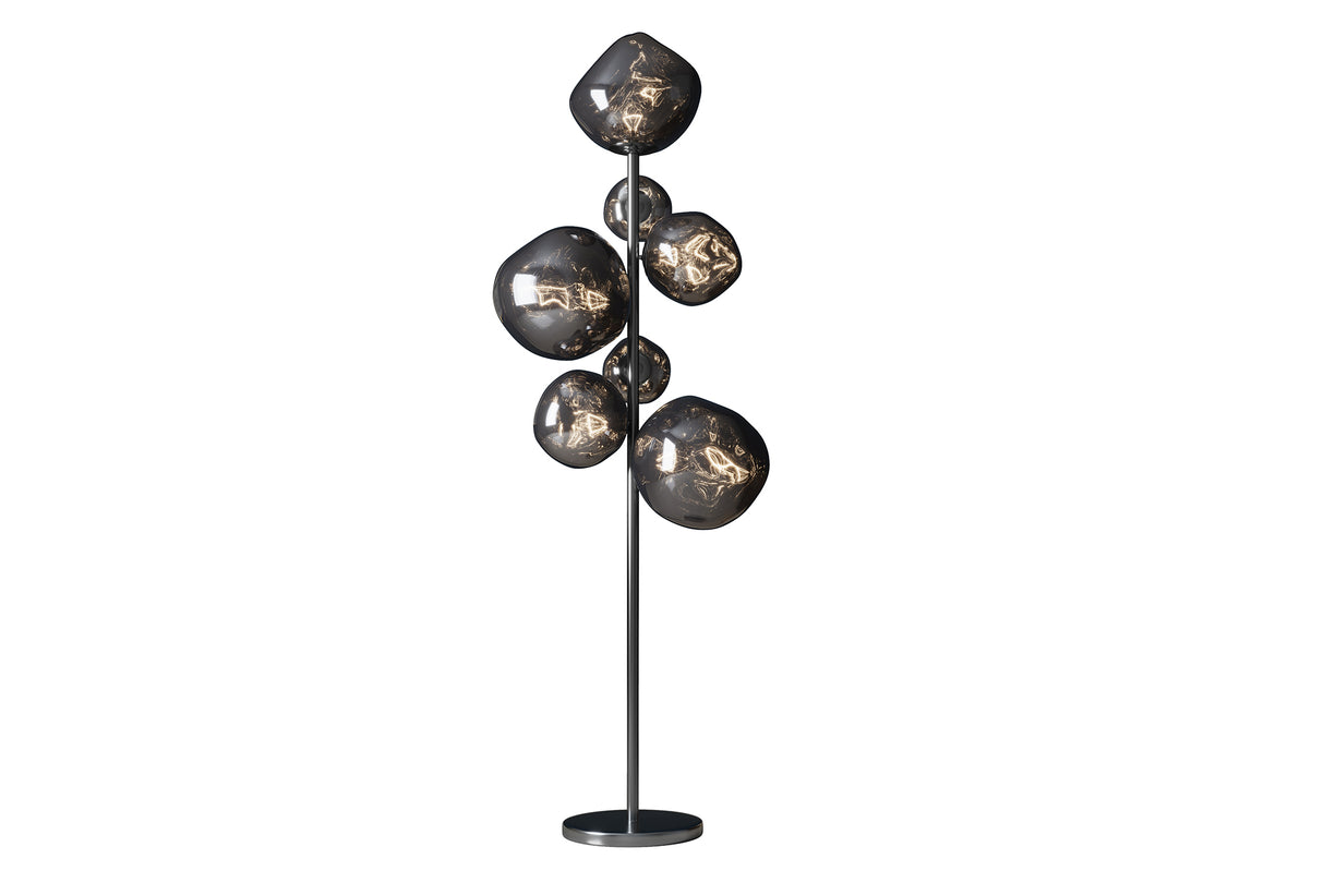 Floor lamp LIQUID DIAMOND 170cm 7 glass shades grey smoked look