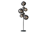 Floor lamp LIQUID DIAMOND 170cm 7 glass shades grey smoked look