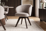 Swivel chair WALKÜRE 180° auto-return w/ armrests spring core textured fabric beige brown