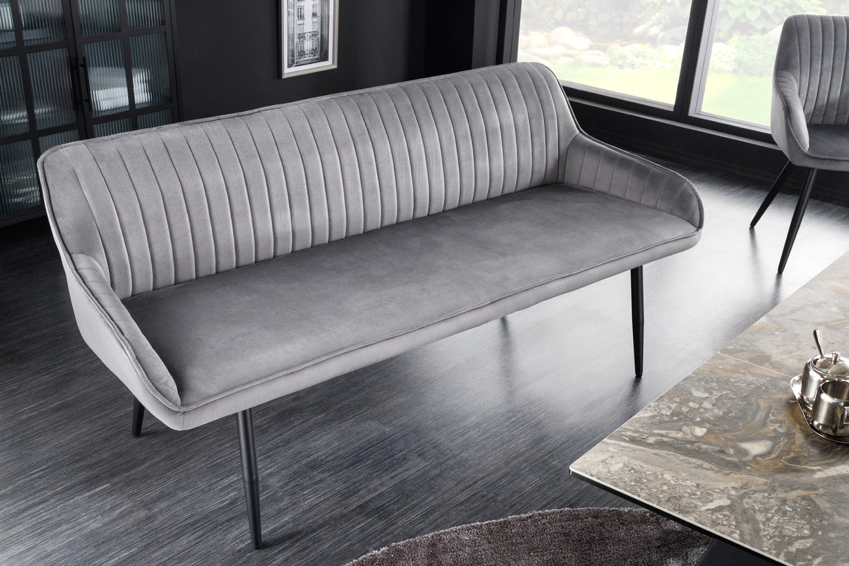 Bench TURIN 160cm velvet silver grey