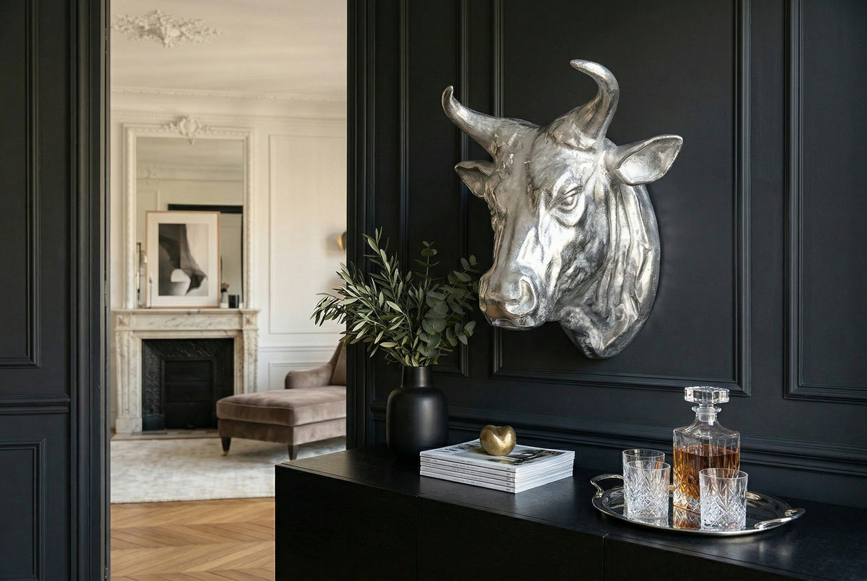 Wall Deco bull head TORERO 65cm silver