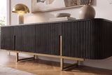TV-Board GATSBY 160cm Retro Stil Mangoholz schwarz gold