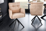 Swivel chair BIG GEORGE w/ armrests flat woven fabric velvet champagne beige rotatable
