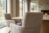 Swivel chair UNIQUE 180° auto-return w/ armrests textured fabric taupe beige brown