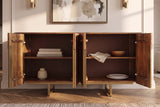 Sideboard GATSBY 160cm retro style mango wood brown gold