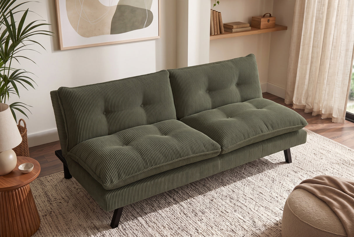 Sofa bed COCOONING 190cm 3-seater cord green