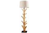 Floor lamp TREE NATURE 175cm mangosteen wood linen shade