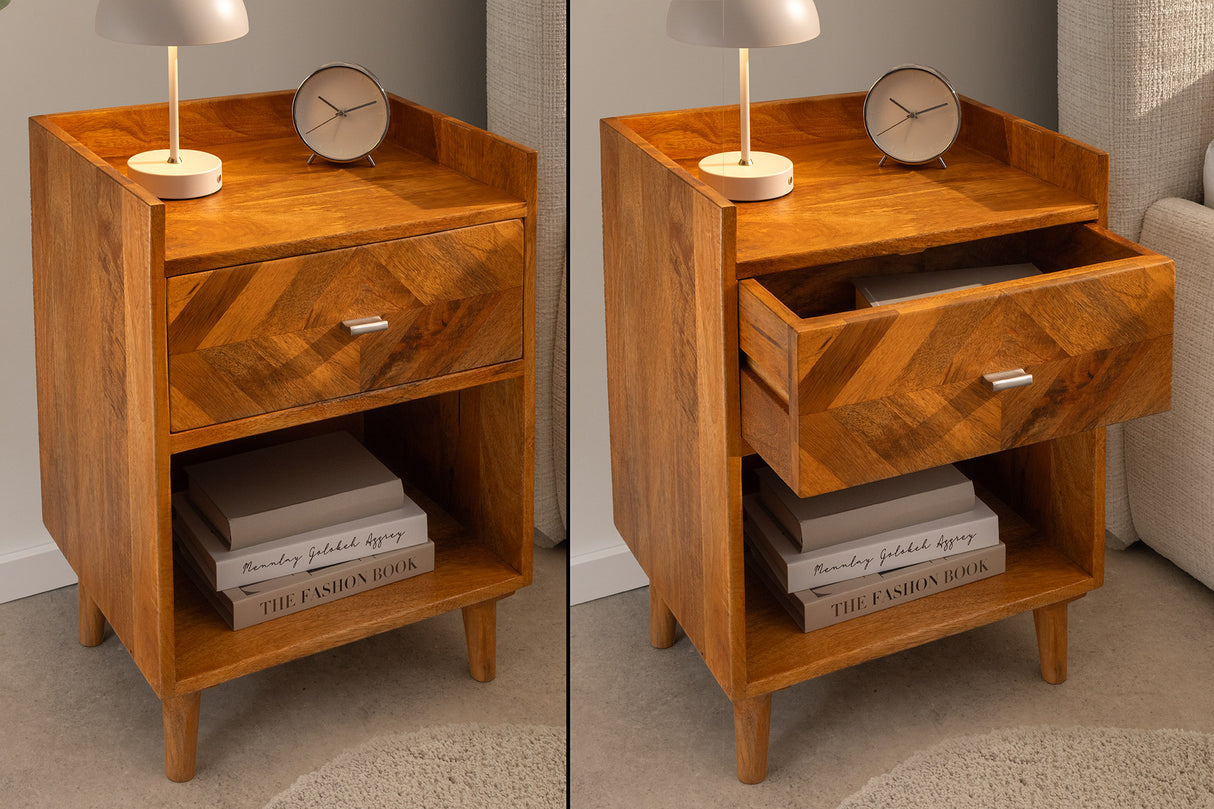 Bedside table INFINITY 55cm mango natural brown