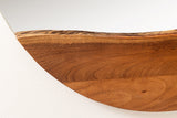 Wandspiegel 100cm rund, natürliche Kante, braunes Akazienholz