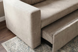 Sofa bed SMART 140cm 2-seater velvet champagne beige