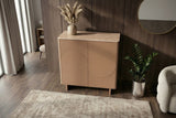 Highboard SAVOY 130cm 3D natural w/ travertine marble ceramic top