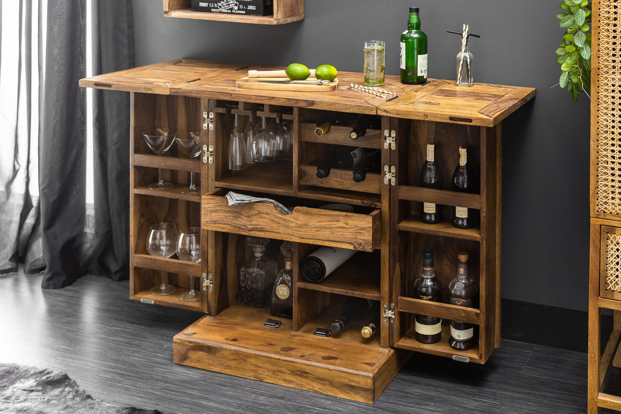 Bar cabinet MOSAICO 130cm sheesham wood natural