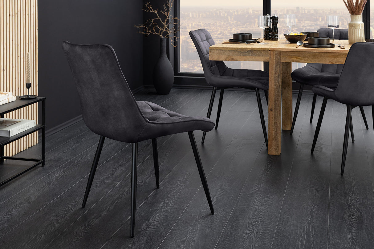 Stuhl ROADSTAR Samt dunkelgrau mit schwarzen Metallbeinen