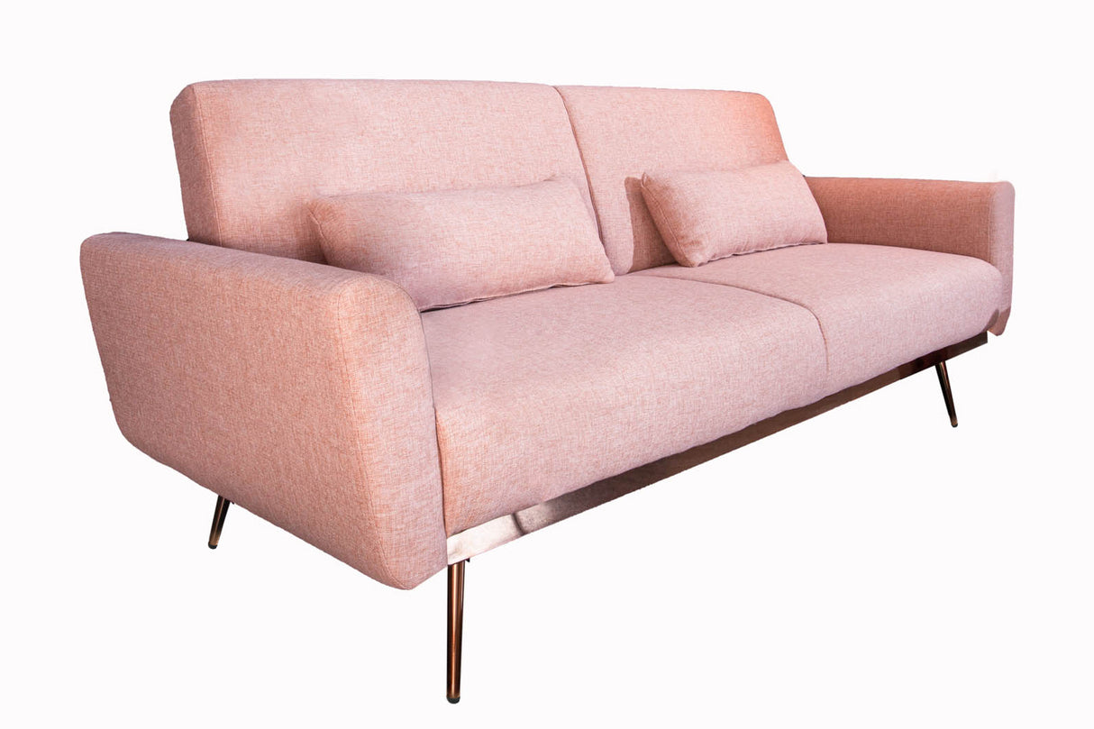 Sofa bed BELLEZZA 210cm textured fabric dusky pink