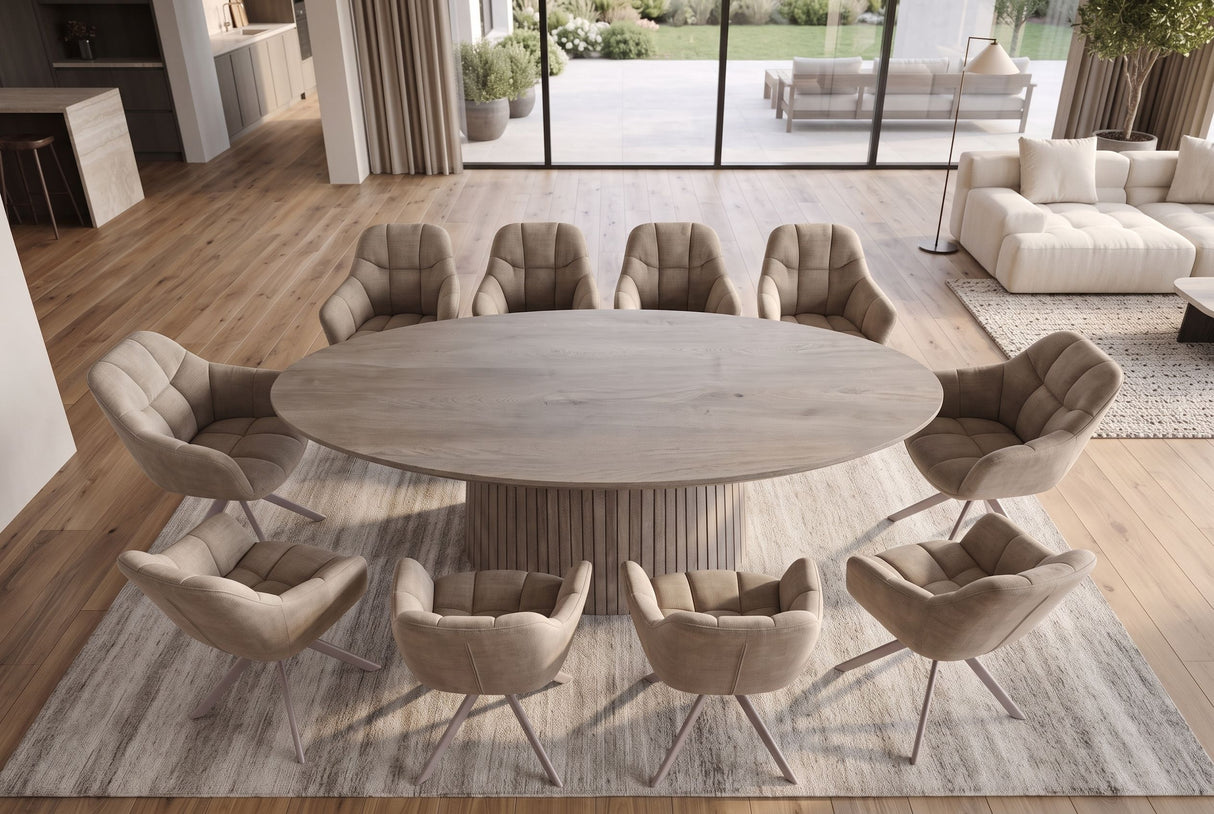 Dining table ART DECO 220cm oval table top mango wood grey smoke