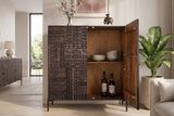 Highboard TRIBAL 120cm 3D antique look mango wood dark brown