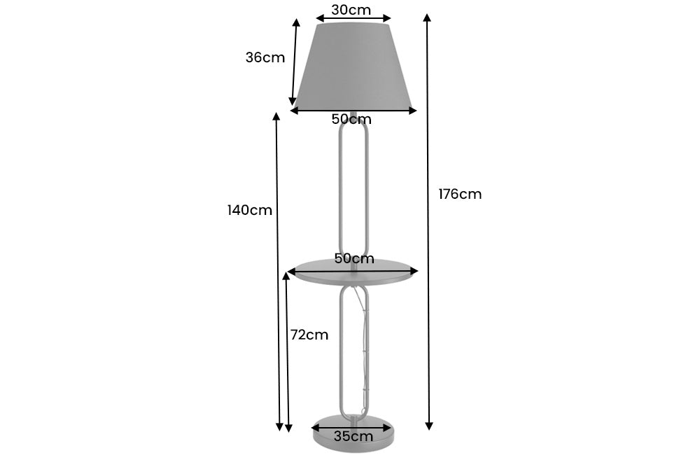 Floor lamp SERVANT 176cm fabric shade with tray