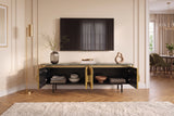 TV-Board VENEZIANO 160cm Mangoholz und Marmorplatte grün braun