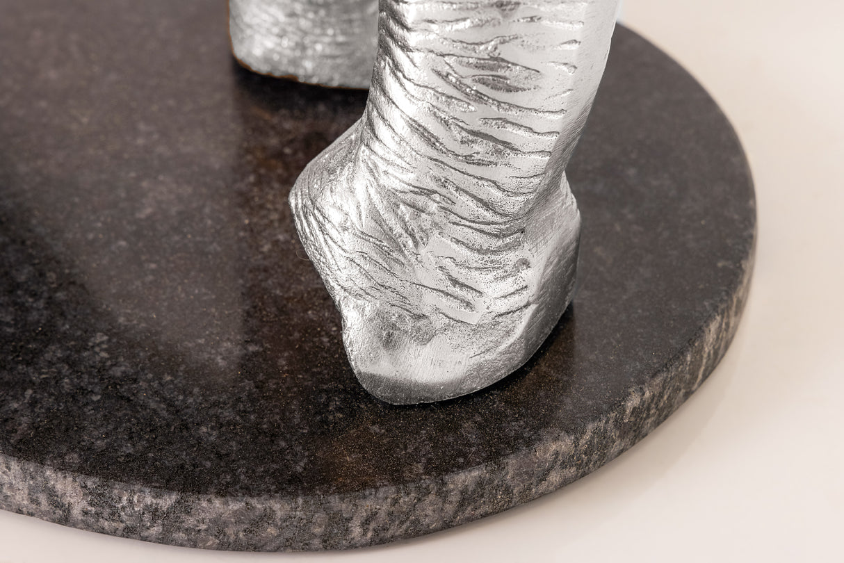 Side table ELEPHANT 80cm silver w/ marble base