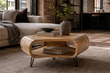 Coffee table ORGANIC LIVING 90cm w/ hairpin legs mango wood natural