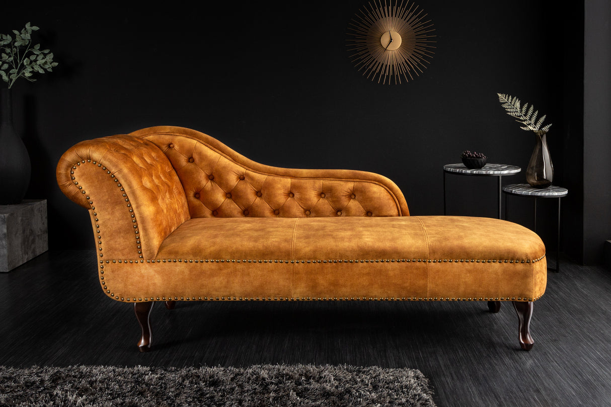 Recamiere CHESTERFIELD 170cm velvet mustard yellow