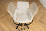 Swivel chair UNIQUE 180° w/ armrests chenille fabric champagne beige and black legs