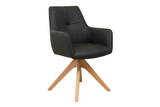 Swivel chair ALMARA 360° auto-return w/ armrests pocket spring core leather black