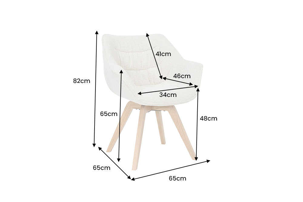 Sessel THE DUTCH COMFORT 180° Auto-Rückholfunktion m. Armlehnen Bouclé-Tweed weich beige natur