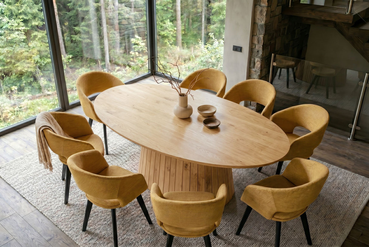 Dining table ART DECO 220cm oval table top mango wood natural creamy