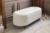 Bench chest VOQUE 110cm bouclé white upholstered w/ storage space bench seat