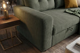 Ecksofa APARTMENT 205cm 3-Sitzer mit Ottomane und Stauraum Samt grün
