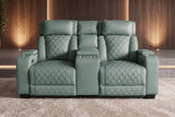 Cinema armchair HOLLYWOOD 2-seater electrically adjustable artificial leather sage
