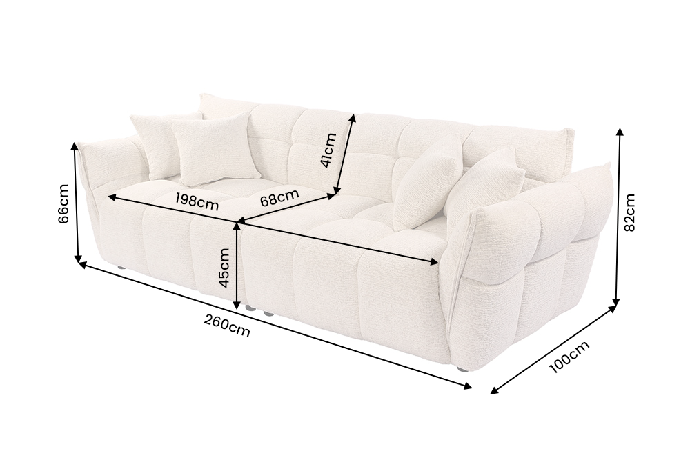 Sofa CLOUD 260cm 3-seater XXL bouclé tweed beige