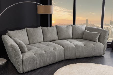 Sofa ROYAL 295cm Federkern abnehmbarer Bezug Bouclé grau