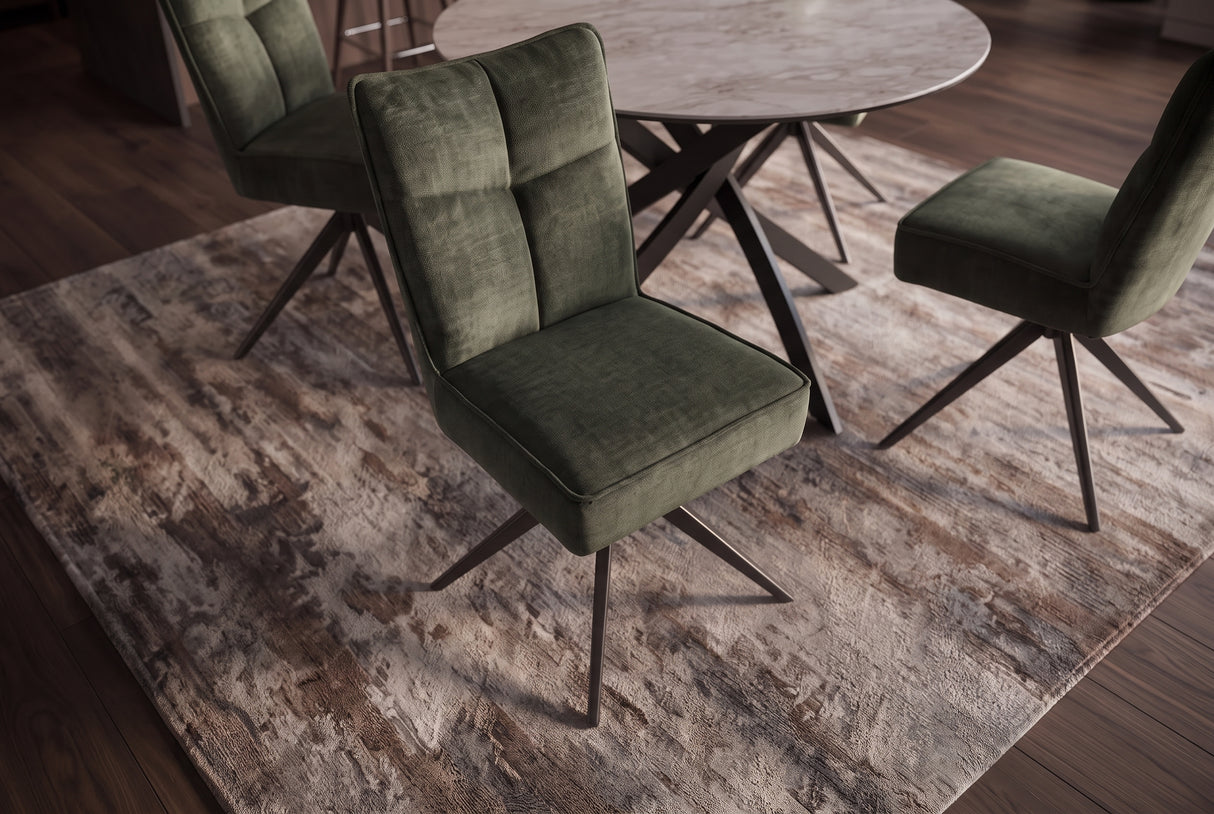 Swivel chair LUGANO 360° auto-return 150 kg load capacity spring core velour velvet moss green black